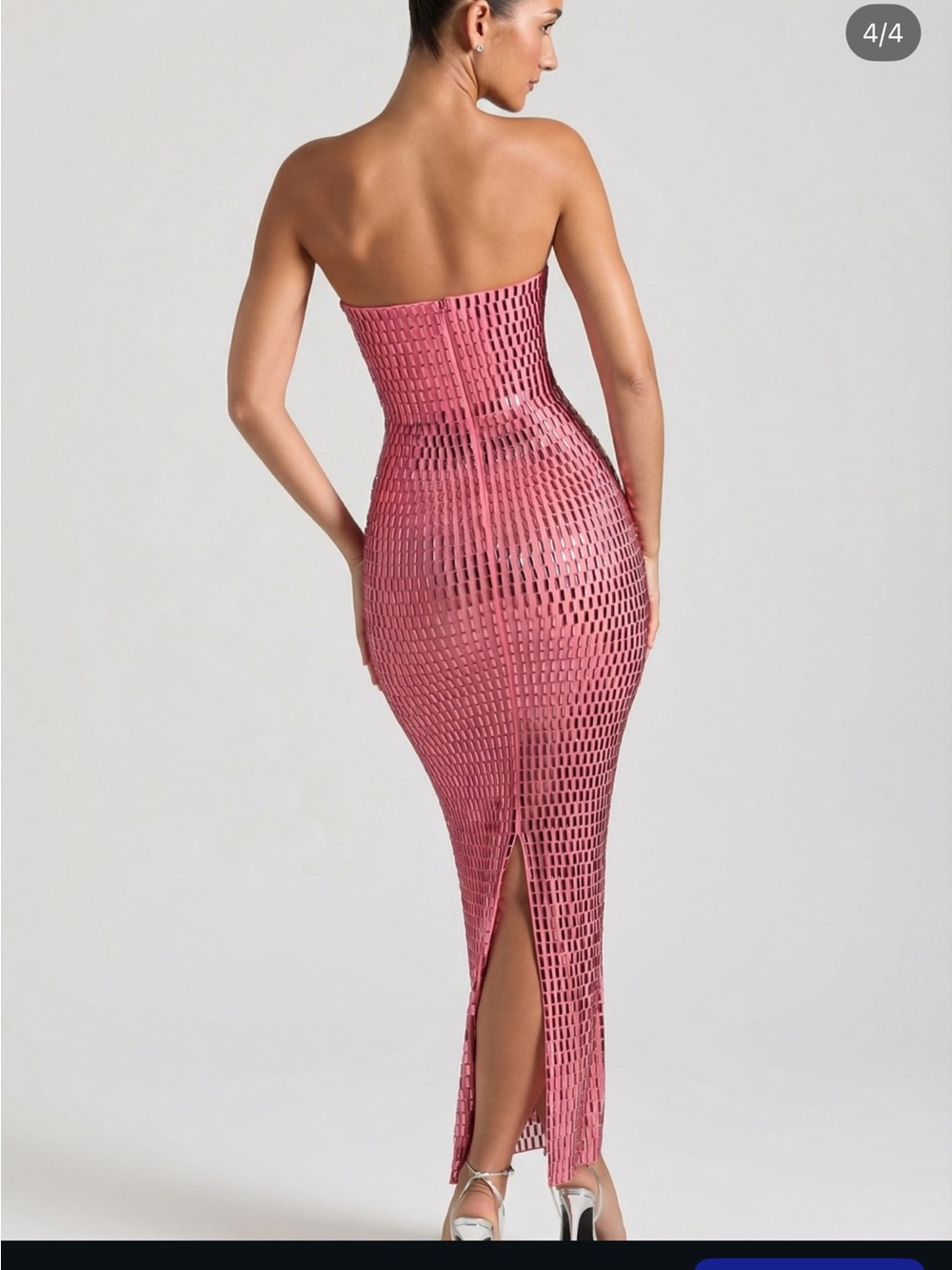 Oh Polly Strapless Pink Textured Bodycon Maxi - Picture 4 of 4